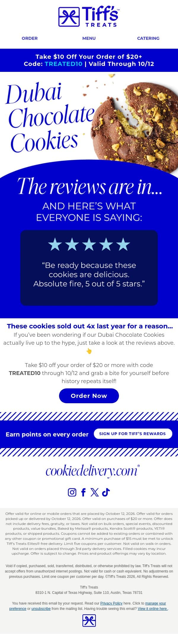 The 5⭐Cookie: Dubai Chocolate email from Cookie Delivery screenshot