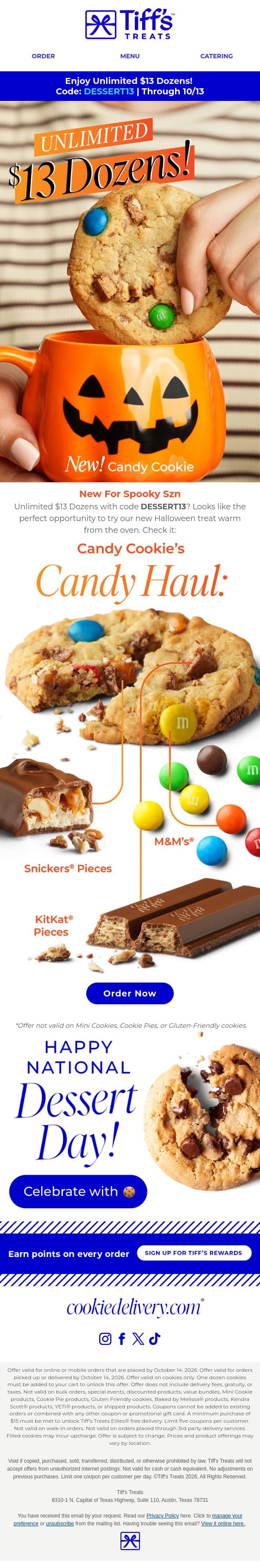 $13 Dozens + NEW Cookie inside 👀 email from Cookie Delivery screenshot