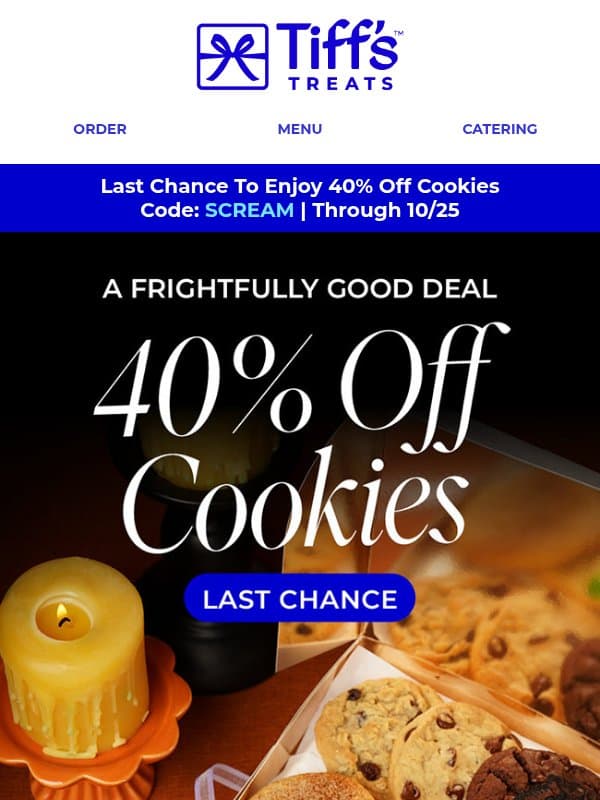 40% Off Cookies: This Un-boo-lievable Offer Ends Tonight!🎃 email from Cookie Delivery