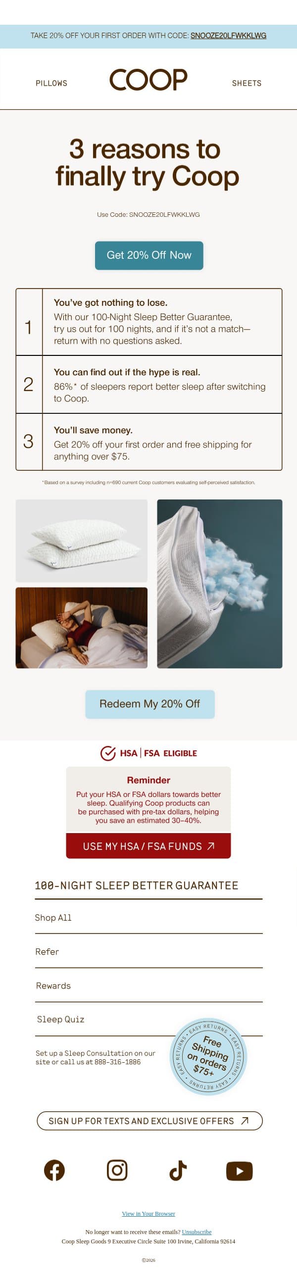 20% off is almost gone! email from Coop Home Goods screenshot