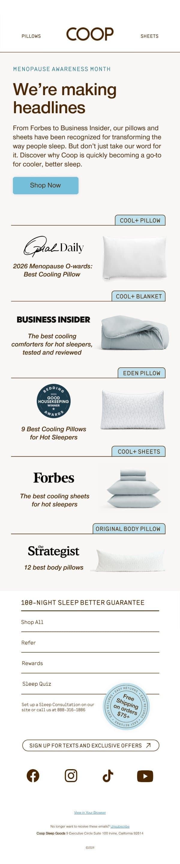 In the news... email from Coop Home Goods screenshot