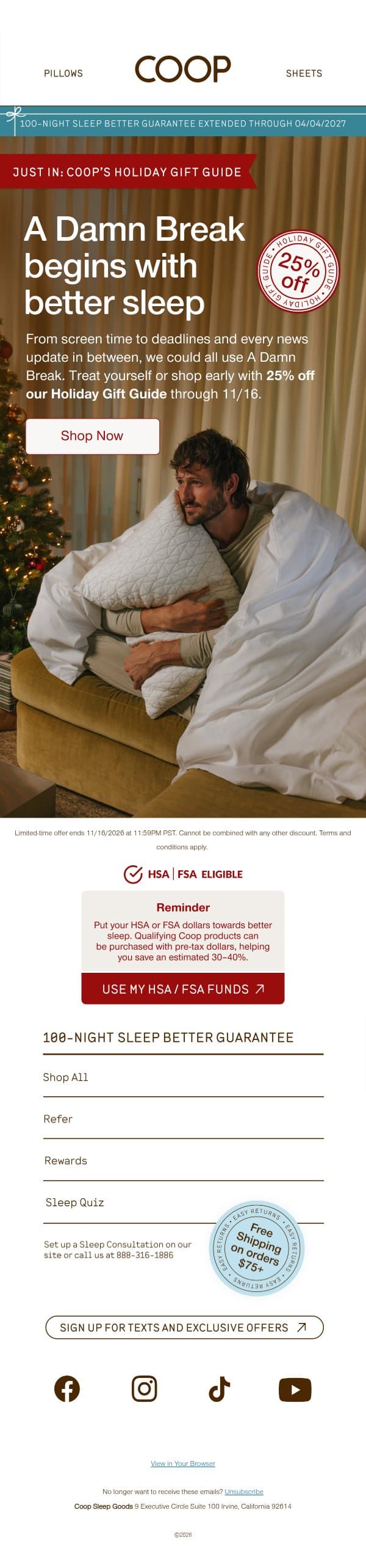 You deserve A Damn Break email from Coop Home Goods screenshot