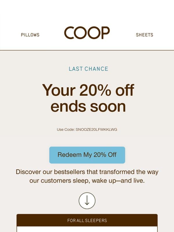 Almost 0 hours left email from Coop Home Goods