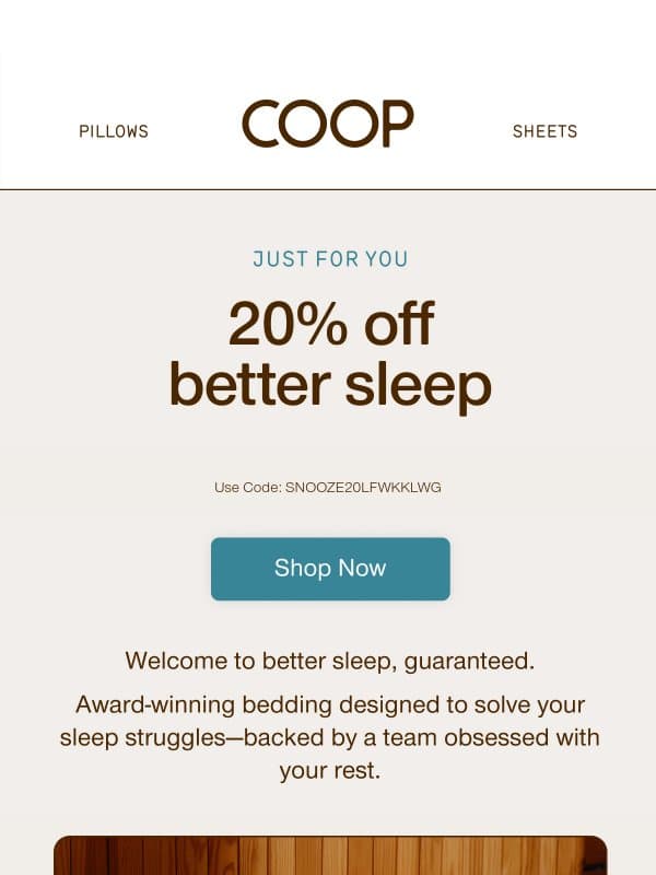 Welcome to Coop! email from Coop Home Goods