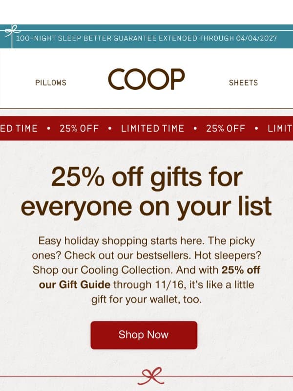 25% off our gift guide picks email from Coop Home Goods