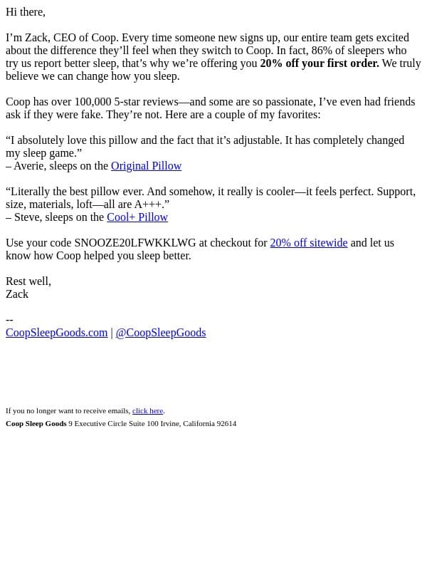 It's true! email from Coop Home Goods