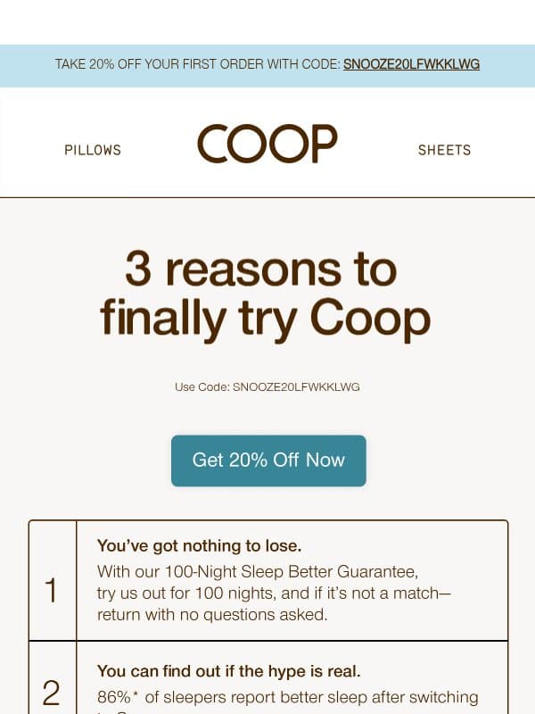20% off is almost gone! email from Coop Home Goods