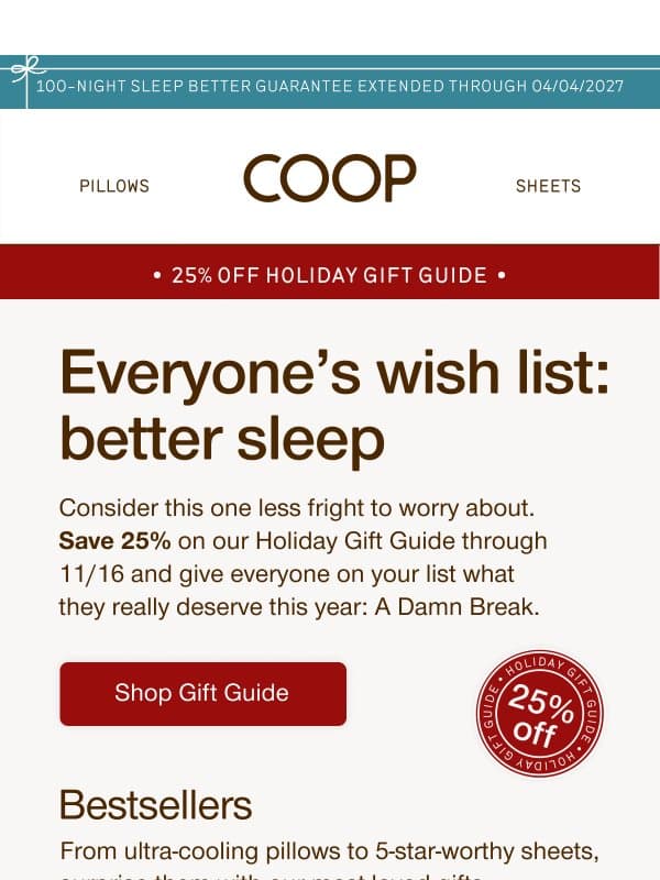 Holiday shopping shouldn’t be scary email from Coop Home Goods