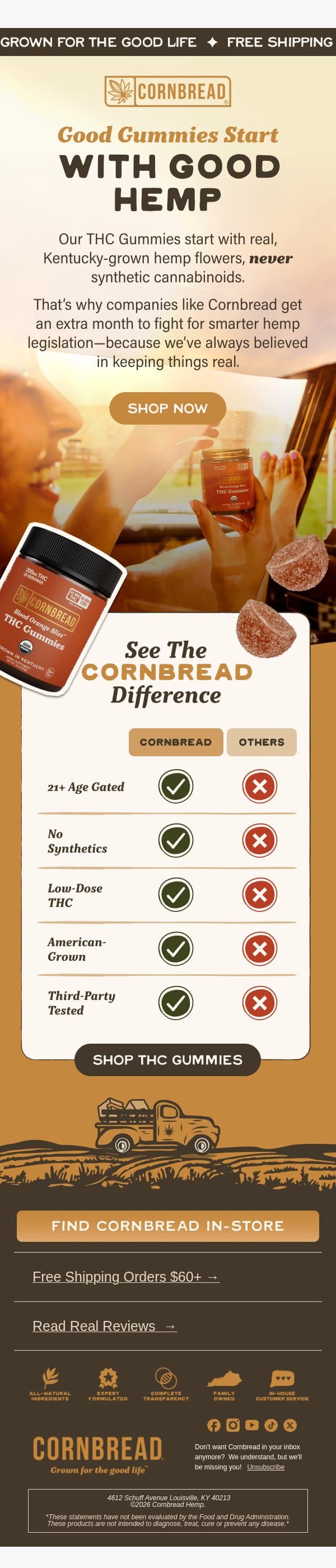 Why our THC Gummies set the standard ↗️ email from Cornbread Hemp screenshot