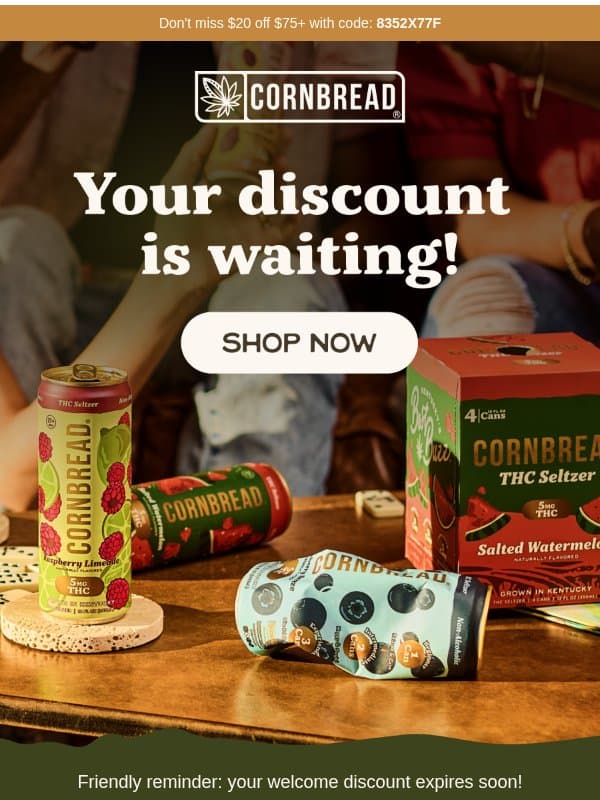 60,000+ five-star reviews can’t be wrong email from Cornbread Hemp