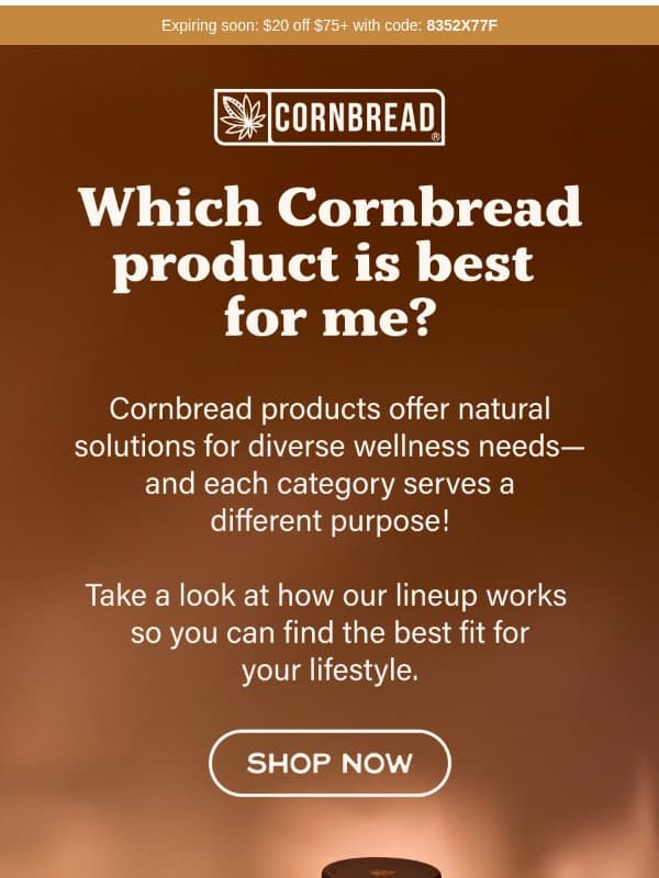 Your welcome gift expires tonight… ⏳ email from Cornbread Hemp