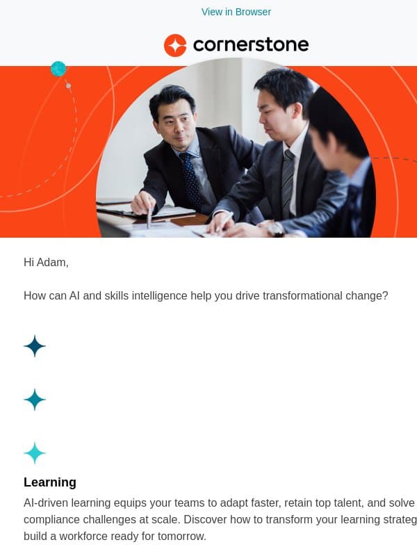 3 ways AI drives talent transformation email from Cornerstone OnDemand