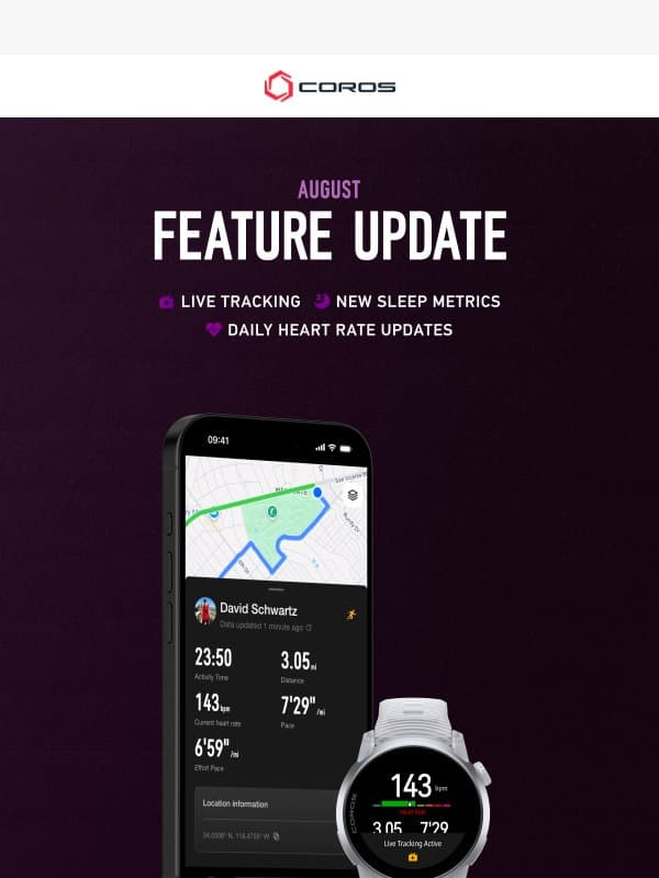 Our August Update is Here email from Coros