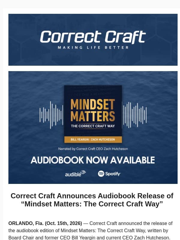 Correct Craft Announces Audiobook Release of “Mindset Matters: The Correct Craft Way” email from Correct Craft