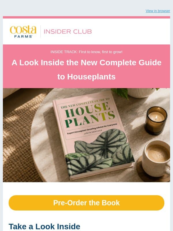 A Look Inside The New Complete Guide to Houseplants email from Costa Farms