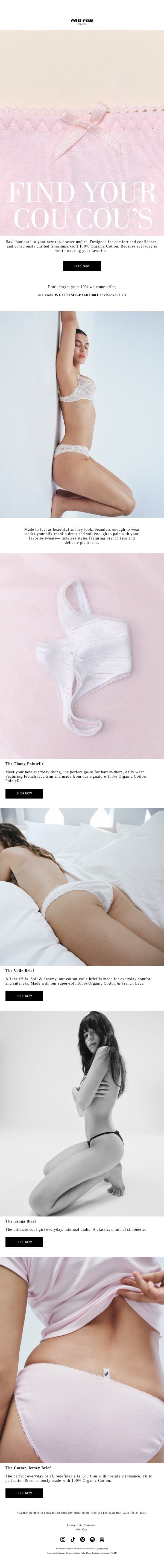 THE UNDIES GUIDE 🧺 email from Cou Cou Intimates screenshot