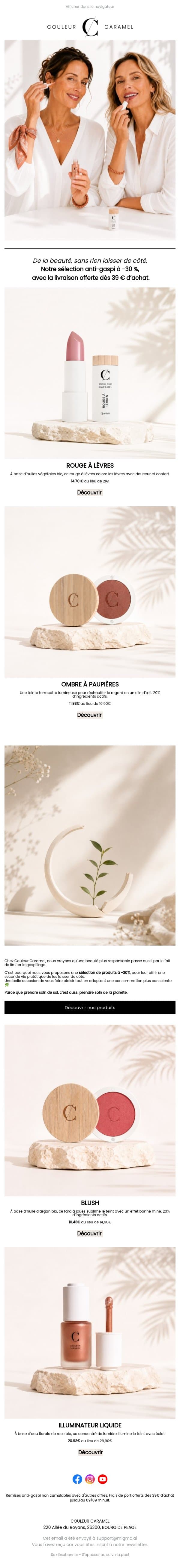 💌 Semaine de la Beauté : livraison offerte dès 39 € email from Couleur Caramel screenshot