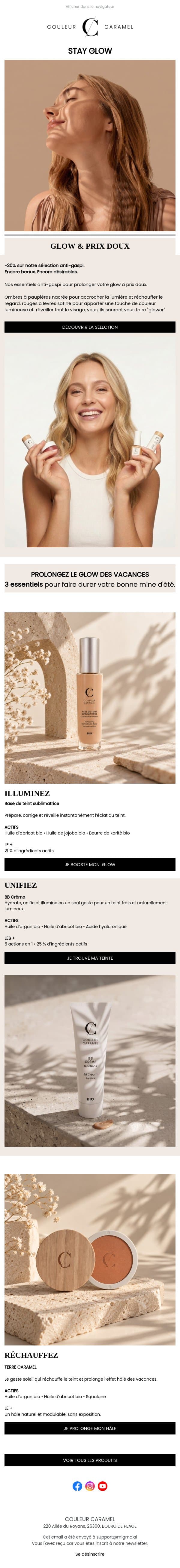 STAY GLOW, il est encore temps. email from Couleur Caramel screenshot