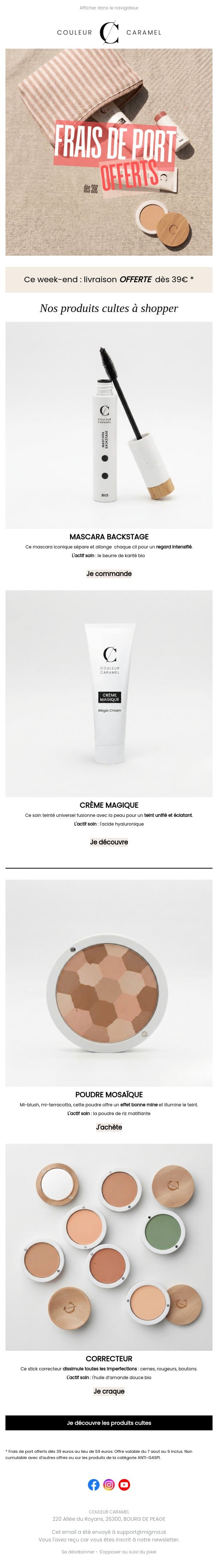 Ce soir c'est fini .... email from Couleur Caramel screenshot