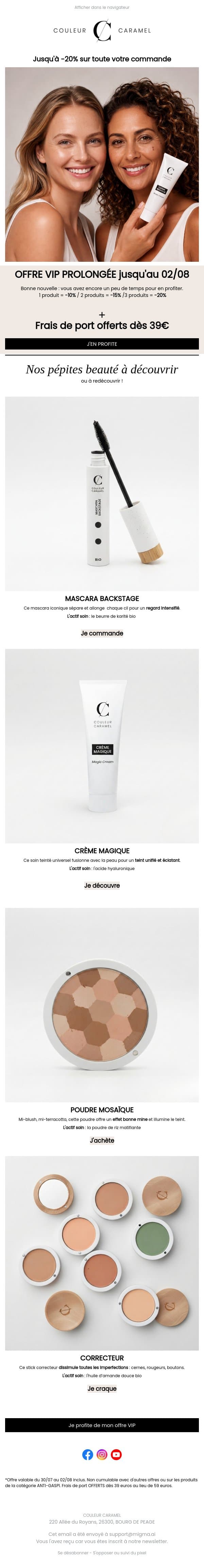 -20%, ce soir c'est vraiment fini ! email from Couleur Caramel screenshot