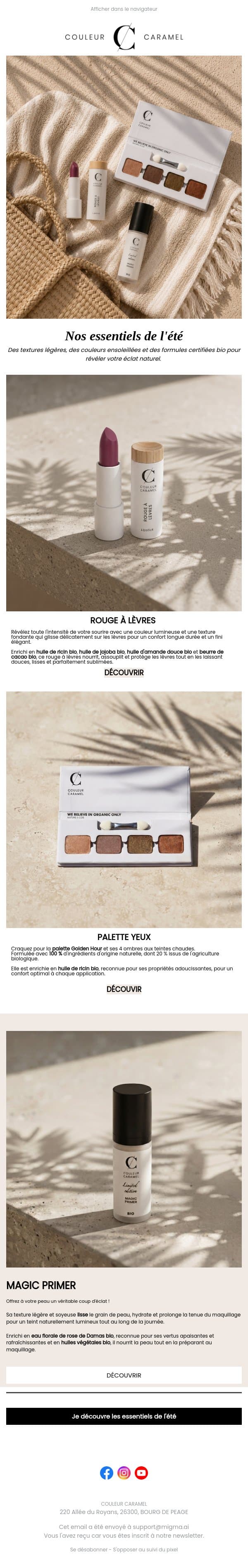 ☀️ Stay Fresh : les essentiels de votre été email from Couleur Caramel screenshot