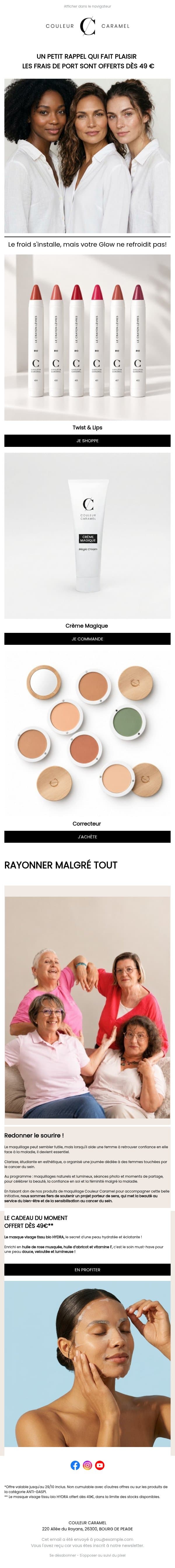 Votre panier mérite la livraison offerte 💌 email from Couleur Caramel screenshot