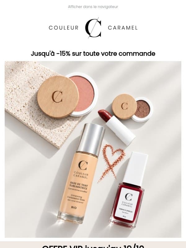 Jusqu'à -15% sur vos articles préférés email from Couleur Caramel