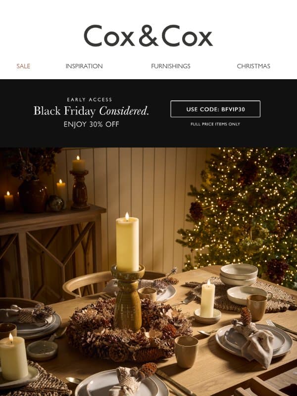 A home for hosting | 30% off just for you! email from Cox & Cox