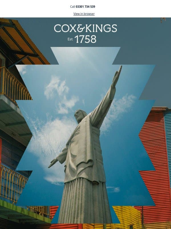 Tour of the Week: Splendours of South America email from Cox & Kings