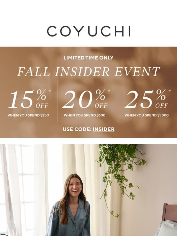 Up to 25% Off Bedding That Brings Joy email from Coyuchi