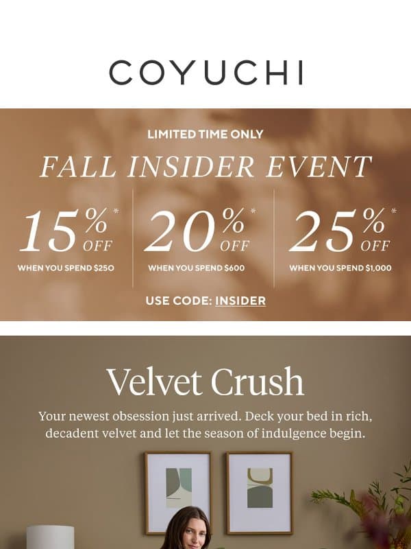 Up to 25% Off Our Newest, Most Decadent Bed email from Coyuchi