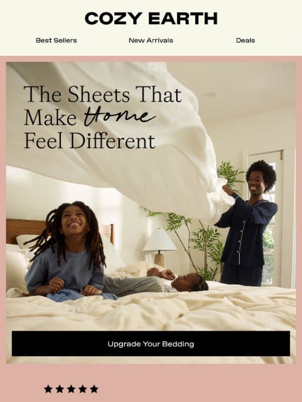 Sheets that make home feel different β‘οΈ email from Cozy Earth