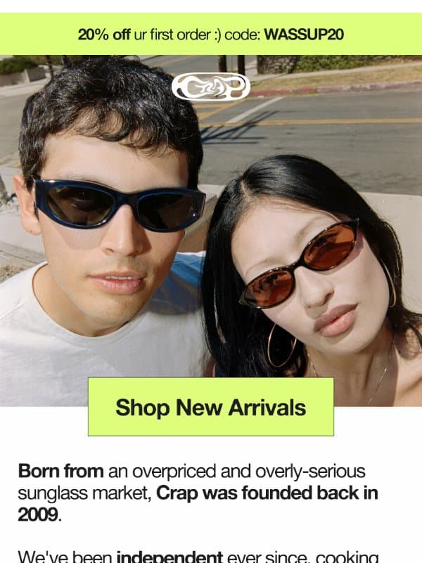 20% off ur first order 🔓 email from Crap Eyewear