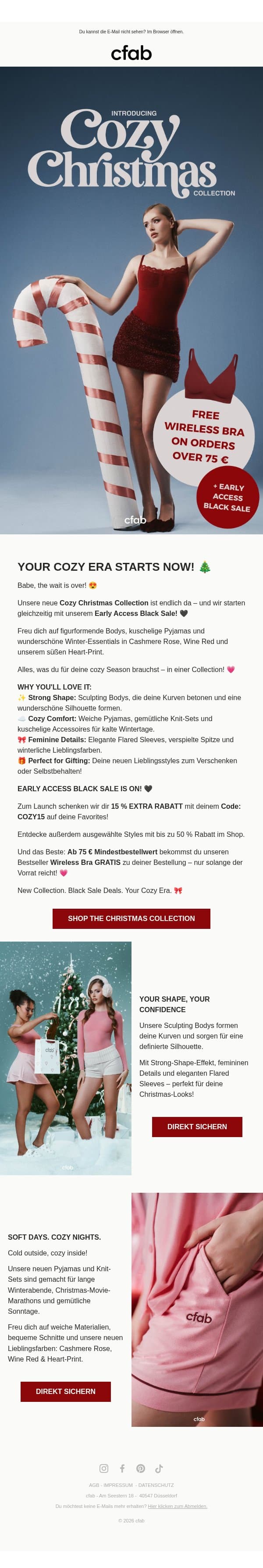 IT'S HERE! Deine Cozy Christmas Collection 🎄 email from creamyfabrics screenshot