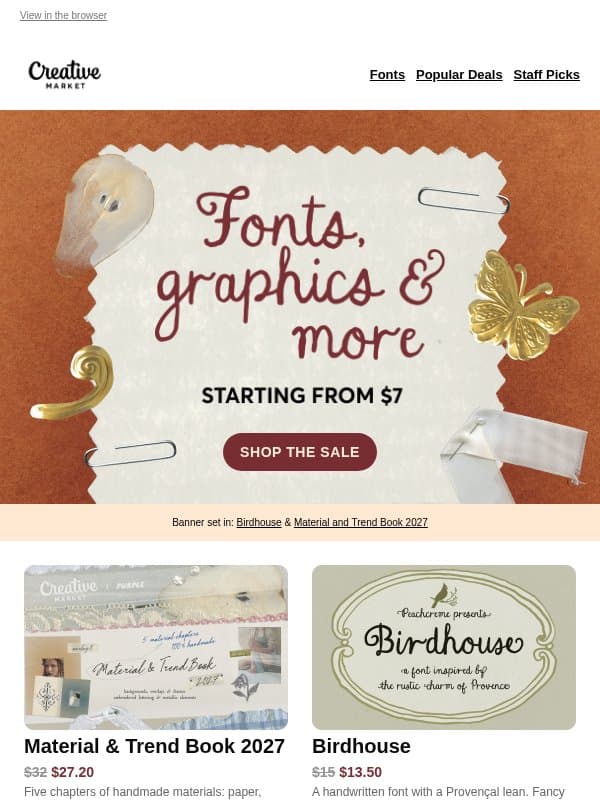 🏷️ From $7: Embroidered letters, travel-poster type & vintage-print Procreate brushes email from Creative Market