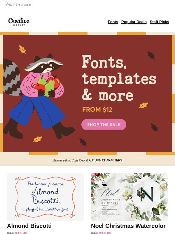 🏷️ Up to 30% off: Christmas watercolors, neon retrowave graphics & a ball-pen script email from Creative Market