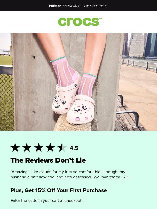 Comfort. Style. And more comfort... email from Crocs