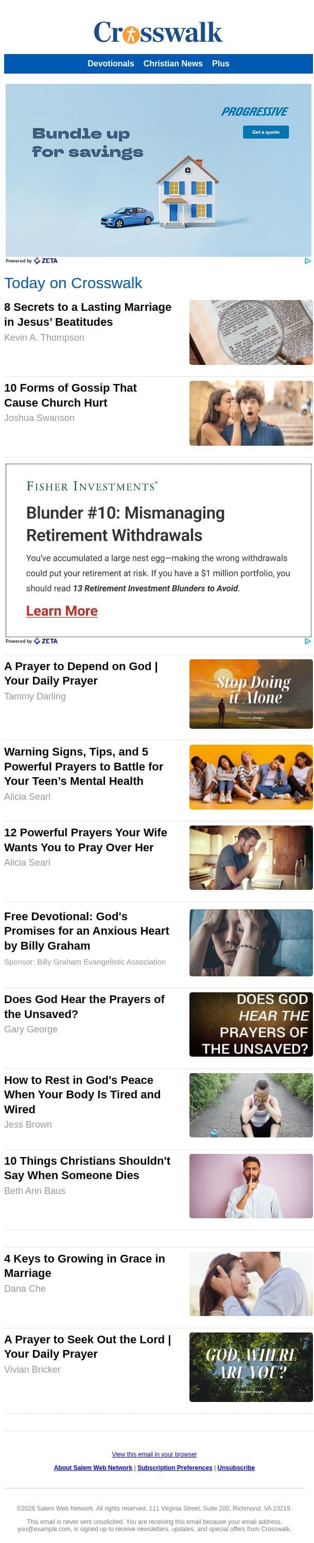 8 Secrets to a Lasting Marriage in Jesus’ Beatitudes email from Crosswalk.com screenshot