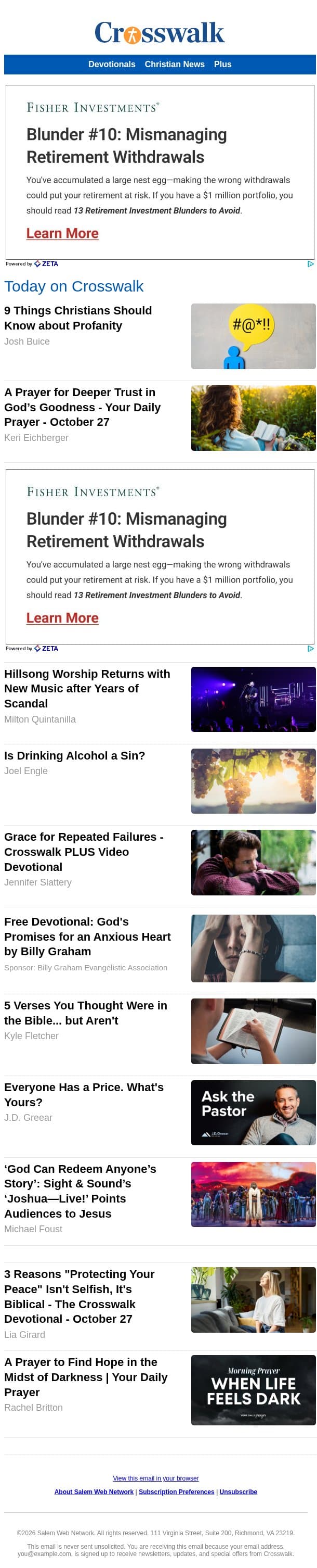 9 Things Christians Should Know about Profanity email from Crosswalk.com screenshot
