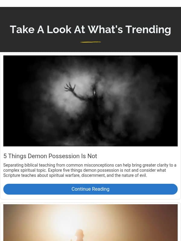 5 Things Demon Possession Is Not email from Crosswalk.com