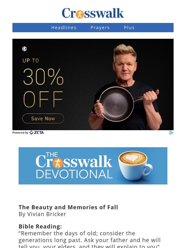 The Beauty and Memories of Fall - The Crosswalk Devotional - October 13 email from Crosswalk.com
