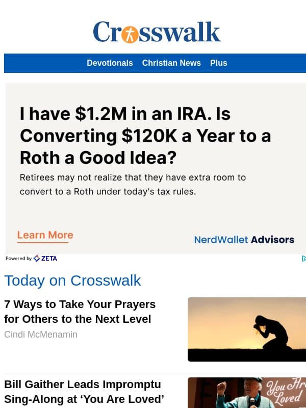 7 Ways to Take Your Prayers for Others to the Next Level email from Crosswalk.com