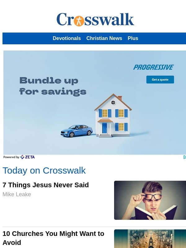 7 Things Jesus Never Said email from Crosswalk.com
