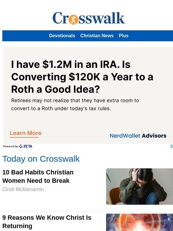 10 Bad Habits Christian Women Need to Break email from Crosswalk.com