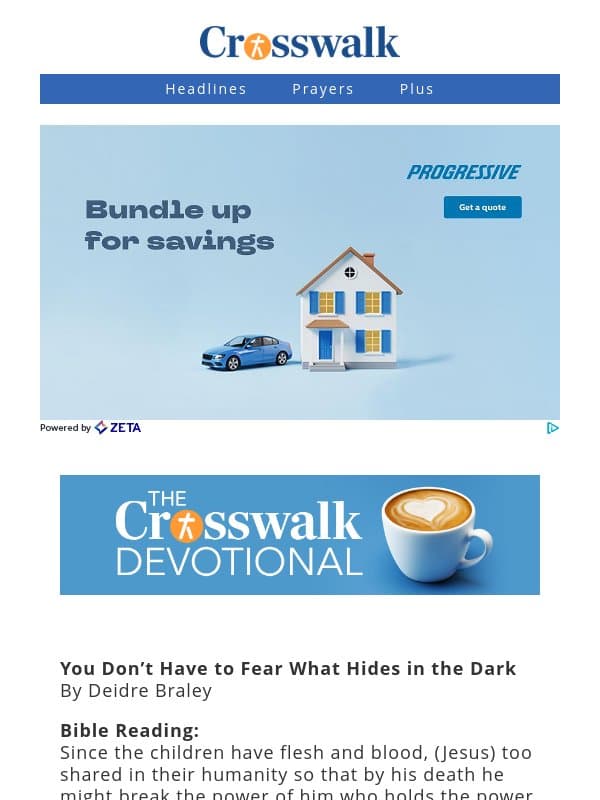 You Don’t Have to Fear What Hides in the Dark - The Crosswalk Devotional - October 22 email from Crosswalk.com