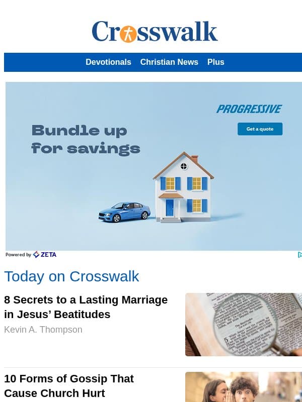8 Secrets to a Lasting Marriage in Jesus’ Beatitudes email from Crosswalk.com