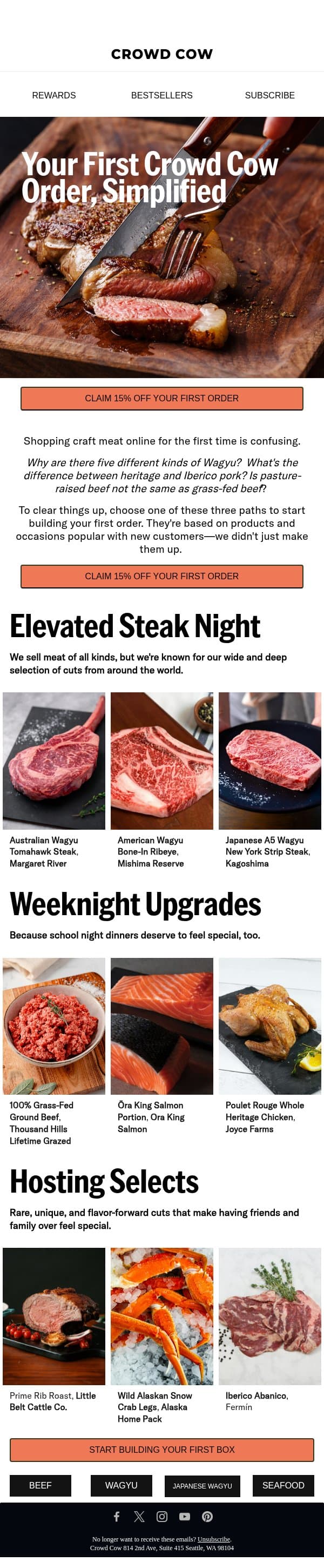 Read This Before Your First Order email from Crowd Cow screenshot