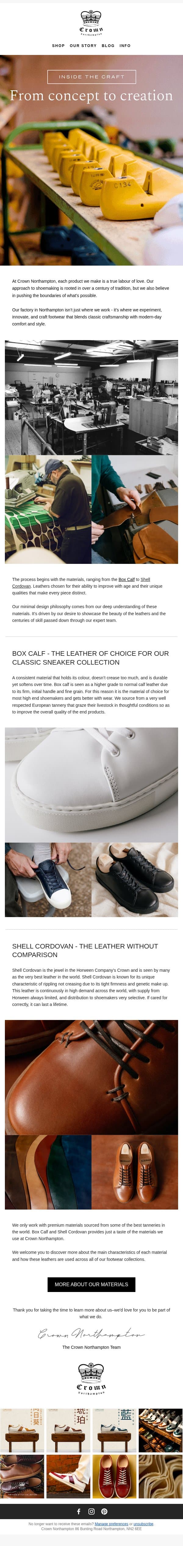 Inside the Craft: From Concept to Creation email from Crown Northampton screenshot