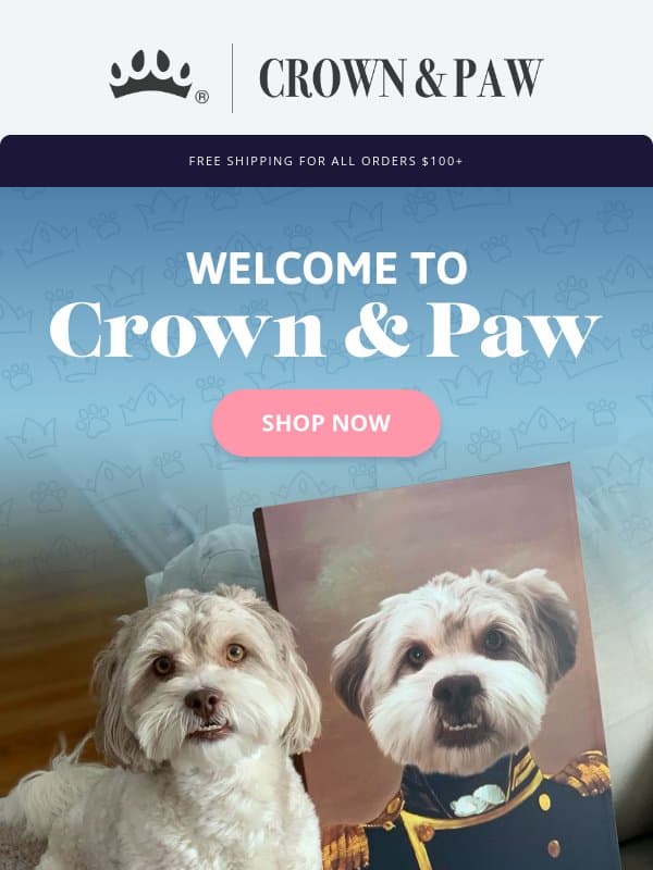 Thanks for joining us! email from Crown & Paw