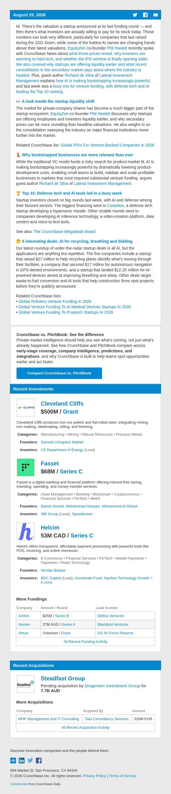 What startup shares are really worth email from Crunchbase screenshot